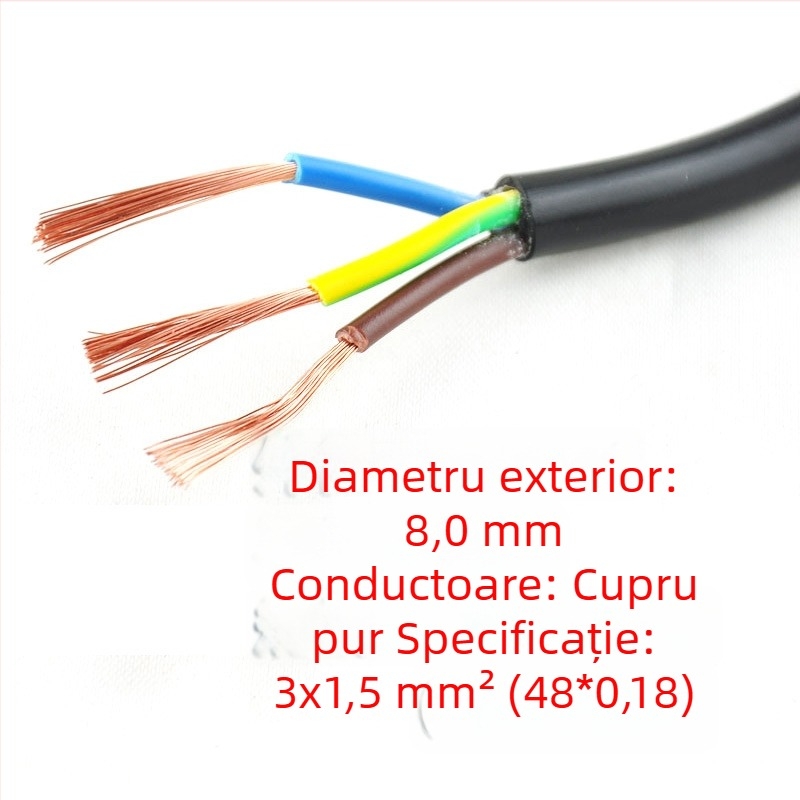 Cablu de alimentare pentru oală de gătit orez, 3×1,5 mm² cu cupru pur, priză cu trei pini Hong Kong, standard englezesc