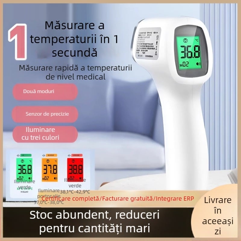 Hainuo Termometru cu infraroșu pentru frunte – dispozitiv medical portabil, înregistrare inteligentă, iluminare tricoloră