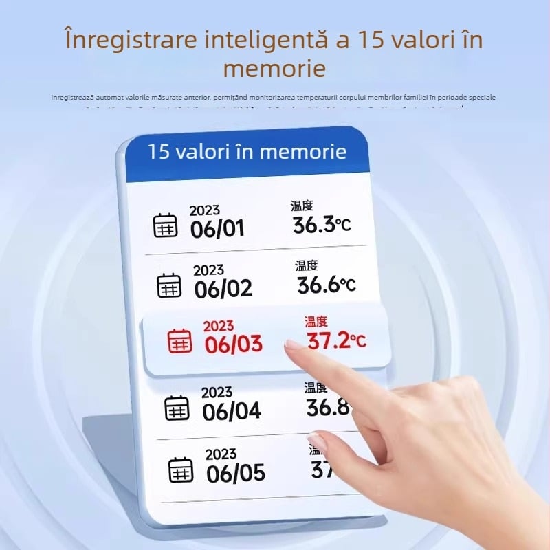Hainuo Termometru cu infraroșu pentru frunte – dispozitiv medical portabil, înregistrare inteligentă, iluminare tricoloră