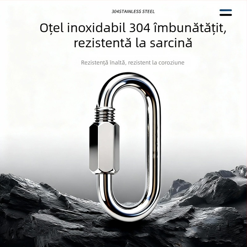 Carabină Chuanchuang cu închidere, din oțel inoxidabil 304, formă O, sarcină maximă 3500 kg