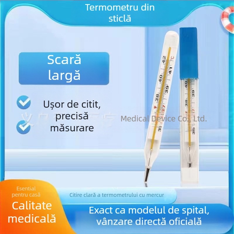 Termometru axilar cu mercur, scară mare, precizie înaltă, măsurare rapidă a temperaturii, pentru uz casnic