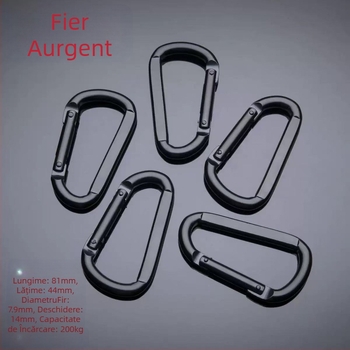 Carabină din fier, formă D, cu închidere, capacitate de încărcare 300, personalizare disponibilă