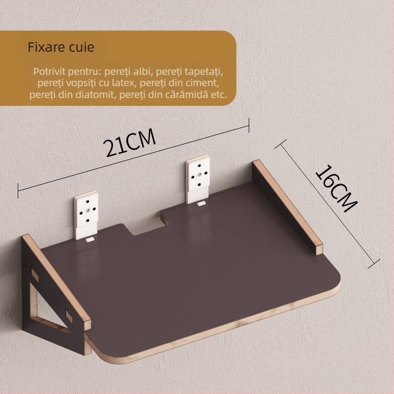 Suport de proiecție pe perete cu raft de noptieră, montaj fără găuri, pentru dormitor