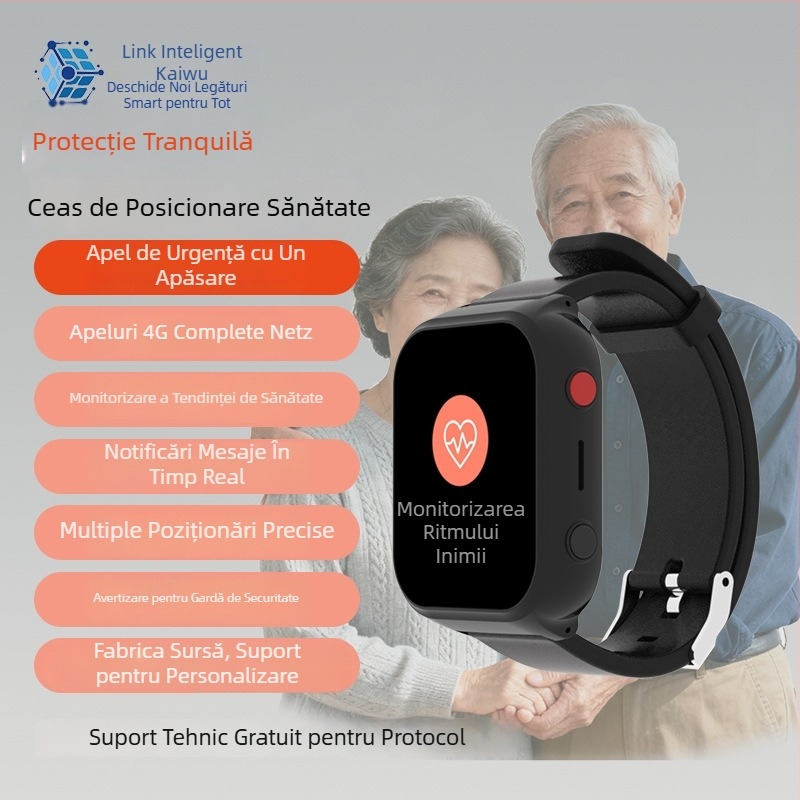 Ceas inteligent 4G cu monitorizare a sănătății, Poziționare GPS Beidou + Wi-Fi, Ritm cardiac, Tensiune arterială, SpO2