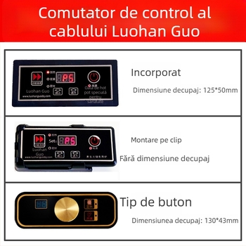 Comutator de control pentru plită cu inducție - buton încastrat, fixare metalică, control prin cablu
