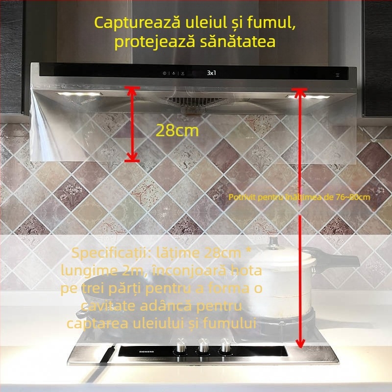Hotă de bucătărie — ecran transparent pentru fum de ulei, rezistentă la temperaturi înalte, barieră de vânt, perdea de ulei și panou de închidere
