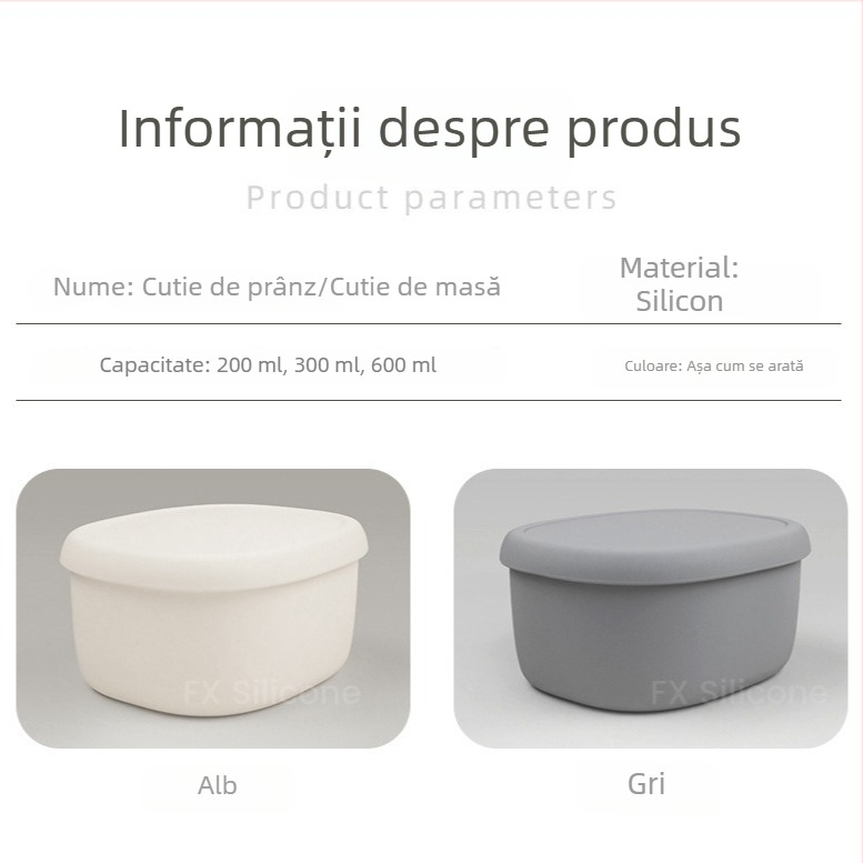 Cutie de prânz din silicon de grad alimentar, compatibilă cu microundele, rezistentă la temperaturi înalte, bol pentru hrana bebelușilor, depozitare pentru uz casnic.