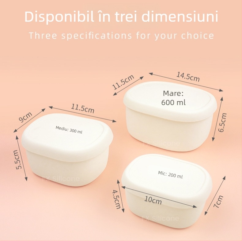 Cutie de prânz din silicon de grad alimentar, compatibilă cu microundele, rezistentă la temperaturi înalte, bol pentru hrana bebelușilor, depozitare pentru uz casnic.