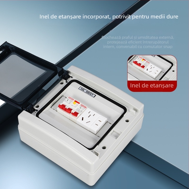 HA-8WAY întrerupător de circuit cu 8 poli, material ABS, exterior impermeabil, rezistent la praf, protecție la scurgeri de curent