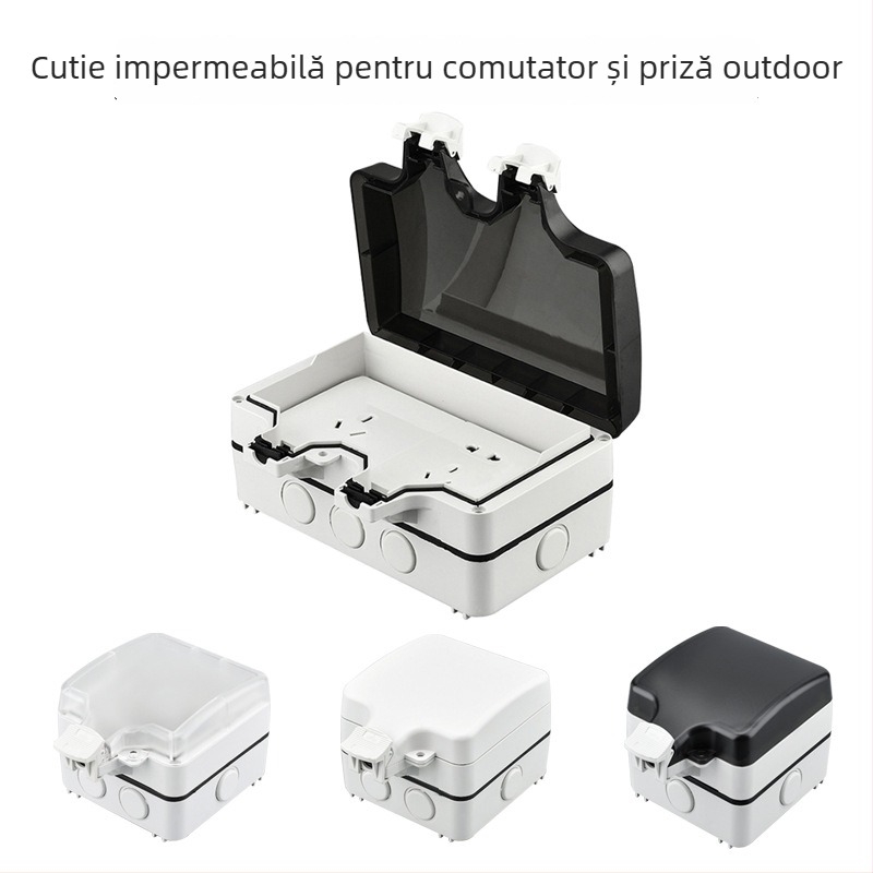 Cutie de distribuție exterior impermeabilă, tip 86, întrerupător-priză impermeabil, 5-9 căi, montaj pe suprafață, carcasă ABS, certificat CCC