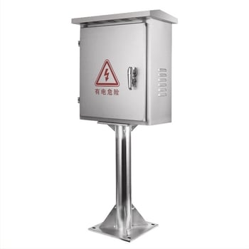 Cutie de distribuție exterior din oțel inoxidabil, rezistentă la ploaie, 1 circuit, 2 rânduri întrerupătoare, curent nominal 63 A, grosime placă 1,0 mm