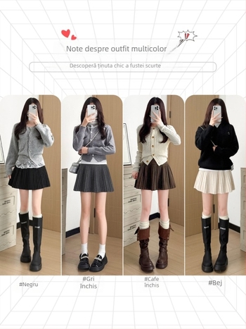 Fustă cu talie înaltă, croială A, țesătură din lână, model 3D cu efect de colaj, poliester 90–95% și spandex sub 30%