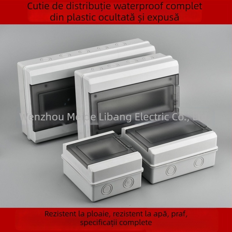 Cutie de distribuție din plastic, rezistentă la apă și praf, montaj pe suprafață sau încastrabil, 5/8/12/18/24/36 circuite
