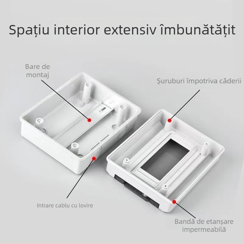 Cutie de distribuție din plastic, rezistentă la apă și praf, montaj pe suprafață sau încastrabil, 5/8/12/18/24/36 circuite