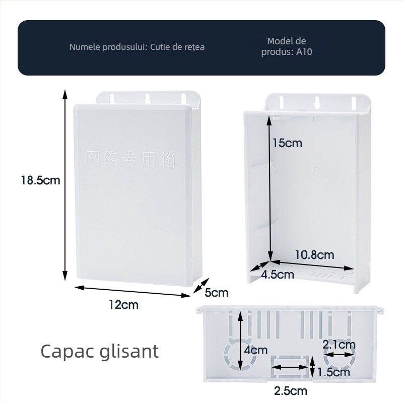 Carcasă externă tip sertar pentru monitorizarea rețelei, impermeabilă și protejată împotriva prafului, carcasă din PP, montaj suspendat, serie: cutie pentru rețea