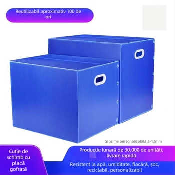 Cutie turnover PP din panou gol, personalizabilă, 4 mm grosime a pereților, impermeabilă și rezistentă la umiditate, cutie de depozitare anti-statică