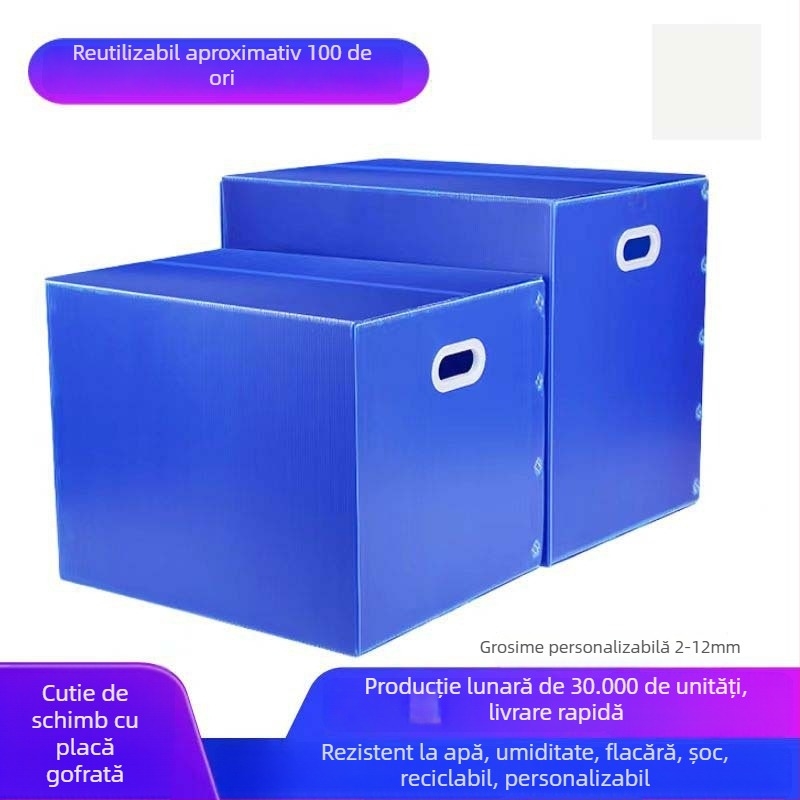 Cutie turnover PP din panou gol, personalizabilă, 4 mm grosime a pereților, impermeabilă și rezistentă la umiditate, cutie de depozitare anti-statică