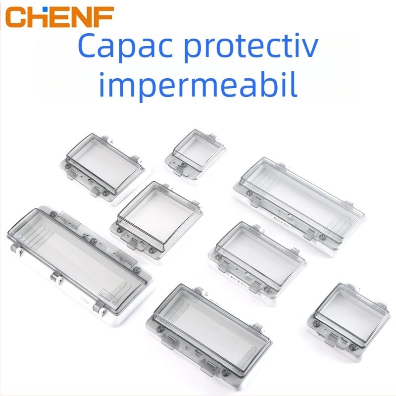 Capac de protecție transparent, impermeabil, pentru întrerupător C45, montaj pe panou, IP67, PC, grosime placă 5 mm, CE certificat