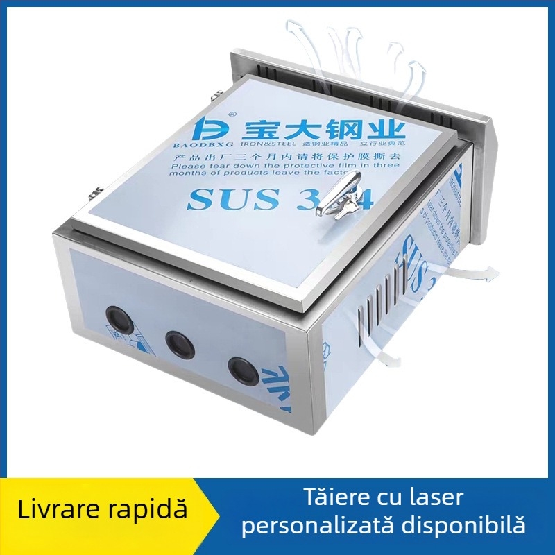 Cutie de distribuție din oțel inoxidabil, exterior cu protecție IP54; 10–30 circuite; 10–20 rânduri de întrerupătoare; montaj pe perete/podea/stâlp; curent nominal 220 A