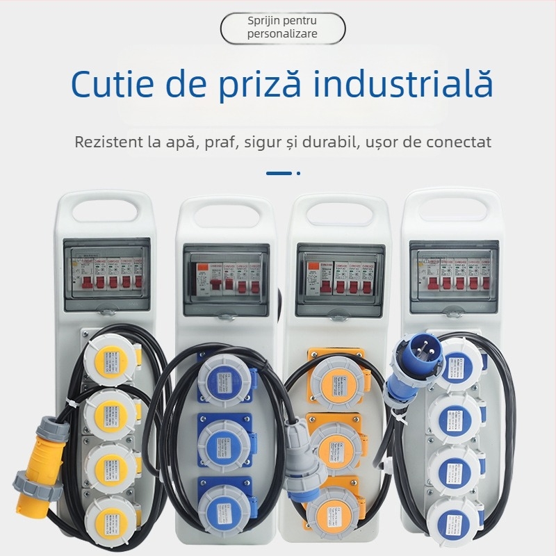 Cutie portabilă de prize industriale impermeabilă, IP67, 110-220V, 4 poli, 1 rând, 16-32A, carcasă ABS/PC