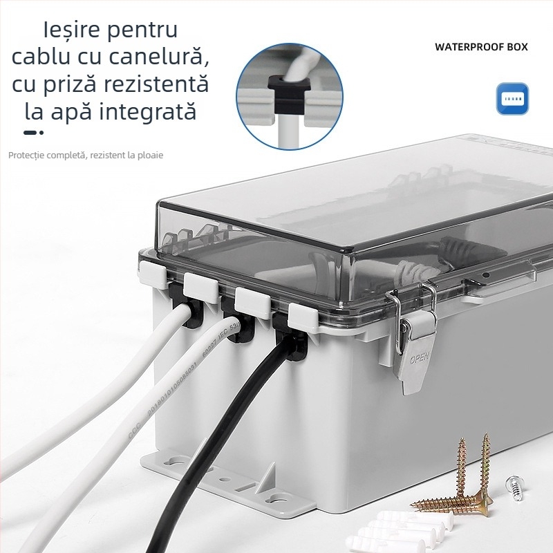 Cutie de distribuție a energiei pentru exterior cu carcasă ABS, IP65 impermeabilă, 16A, 1 circuit, 1 rând întrerupătoare, montaj pe suprafață
