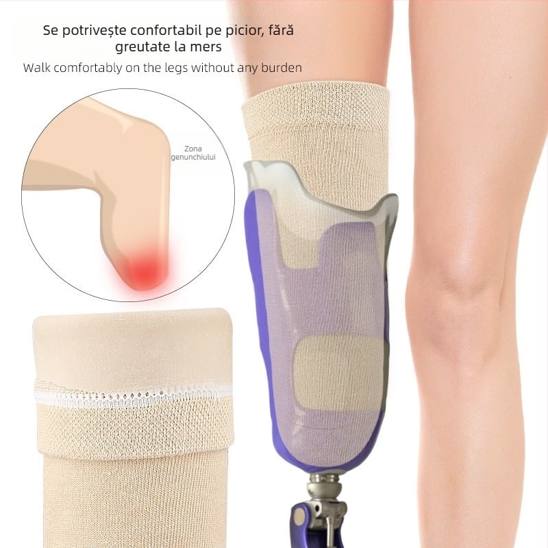 Șosete gel pentru proteză: tub lung, îngroșat, moi, absorbante la șocuri; material gel-pamuk; protecție gambă; susținere pentru picior; pentru adulți