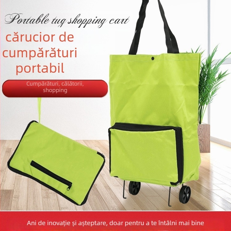 Cărucior de cumpărături cu două roți, pliabil, ușor de transportat, Oxford, încărcare maximă 20 kg