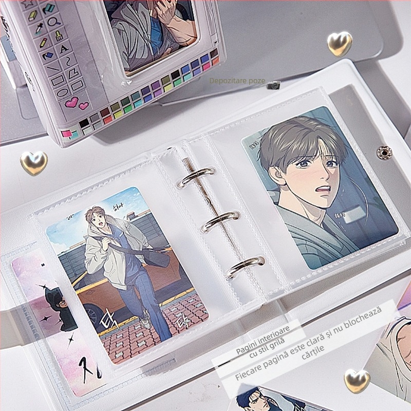 Album pentru carduri foto – interfață retro de calculator, design cu vedetă anime, cu foi detașabile