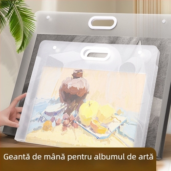 Geantă de stocare pentru desene și picturi, material plastic, compatibilă cu A4/4K/8K, 2 pagini, imprimare logo disponibilă, brand Jiyu