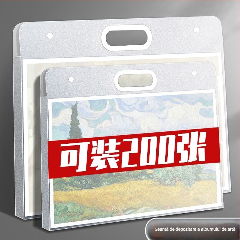 Geantă de stocare pentru desene și picturi, material plastic, compatibilă cu A4/4K/8K, 2 pagini, imprimare logo disponibilă, brand Jiyu