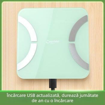 Scală Bluetooth pentru măsurarea grăsimei corporale, pentru sala de antrenament de acasă, reîncărcabilă, sincronizare date fără fir, compatibil Android/iOS, interval de greutate 0,2–180 kg