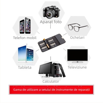 Kit de reparații pentru ochelari cu husă din piele, set de șurubelnițe multifuncțional, 25 de piese, utilizare universală