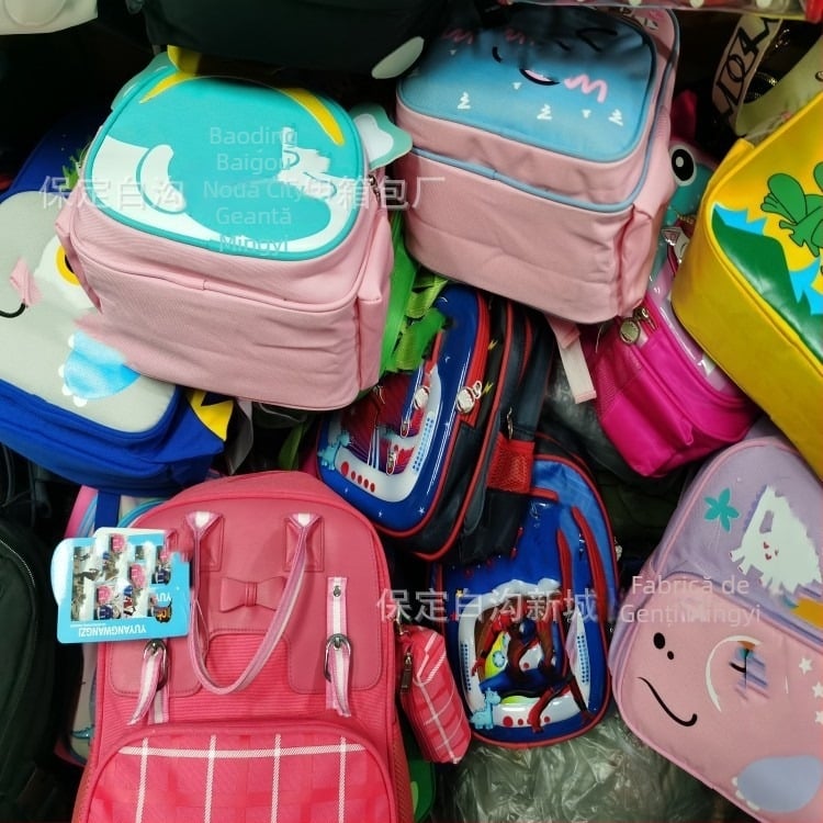 Rucsac pentru elevi pentru școala primară, unisex, din pânză, respirant, fără căptușeală, model cu figuri