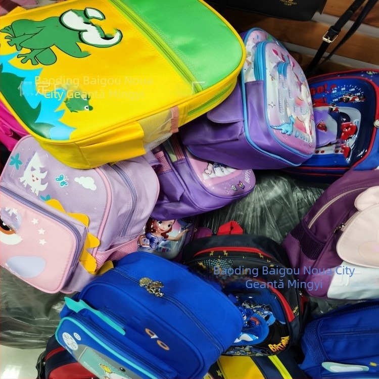 Rucsac pentru elevi pentru școala primară, unisex, din pânză, respirant, fără căptușeală, model cu figuri