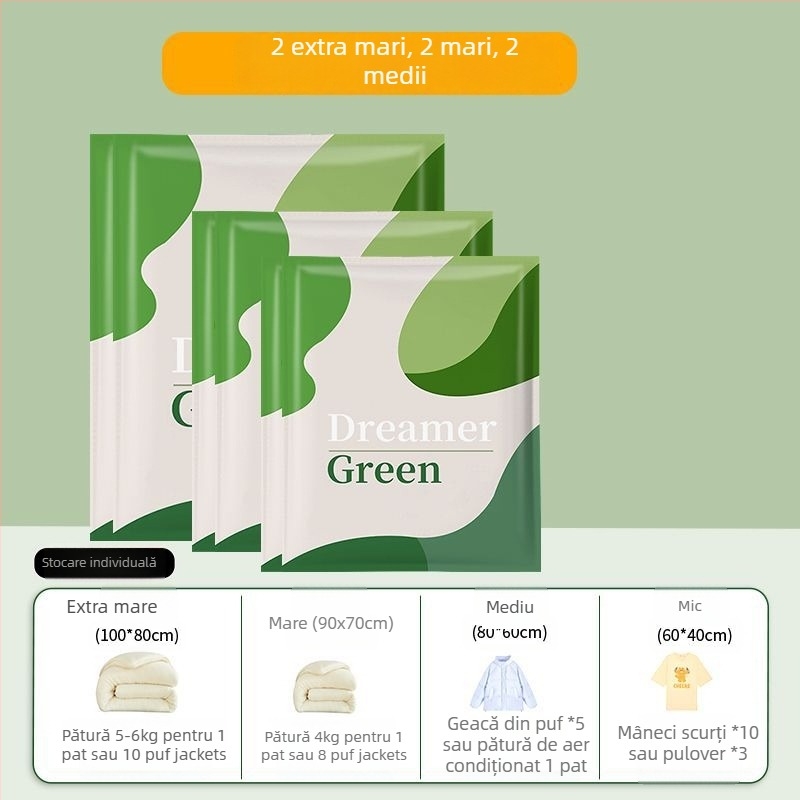 Sac de vid pentru depozitare păturilor, hainelor și bagajelor – tip aspirație, etanș, material PET/PE, Model Dream 01, fără pompă