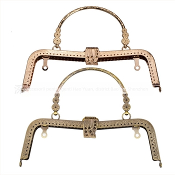 Ramă pentru geantă din metal cu motiv gravat de frunză mare și trei flori, accesorii DIY pentru genți, primăvara 2023