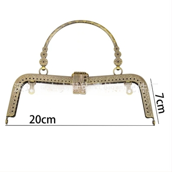 Ramă pentru geantă din metal cu motiv gravat de frunză mare și trei flori, accesorii DIY pentru genți, primăvara 2023