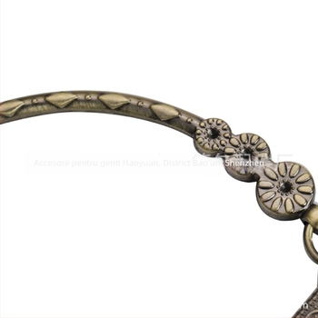 Ramă pentru geantă din metal cu motiv gravat de frunză mare și trei flori, accesorii DIY pentru genți, primăvara 2023