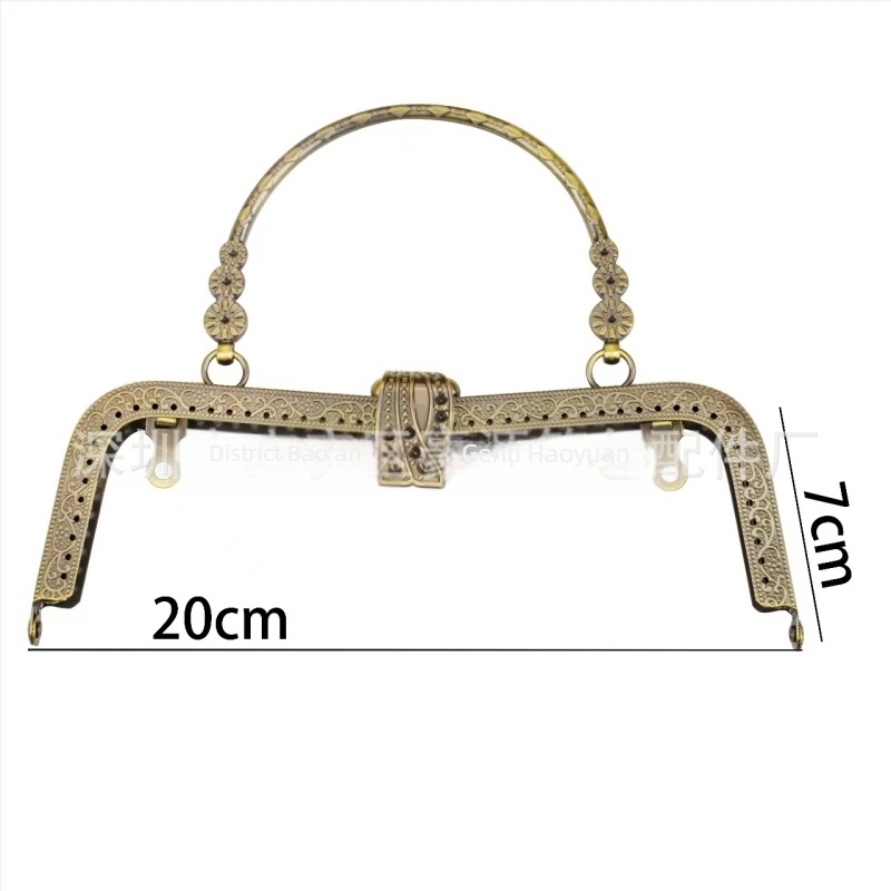 Ramă pentru geantă din metal cu motiv gravat de frunză mare și trei flori, accesorii DIY pentru genți, primăvara 2023