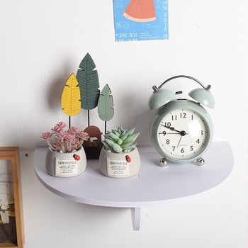 Suport de proiector montat pe perete și raft de depozitare pentru set-top box/router - fără găuri, material PVC lemn-plastic, design semicerc, stil modern minimalist, personalizare disponibilă