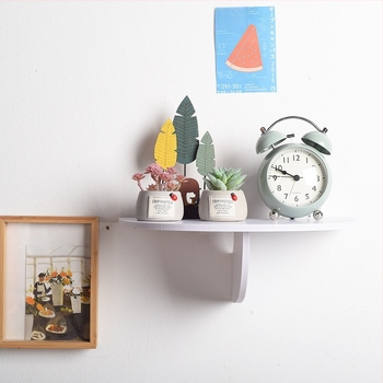 Suport de proiector montat pe perete și raft de depozitare pentru set-top box/router - fără găuri, material PVC lemn-plastic, design semicerc, stil modern minimalist, personalizare disponibilă