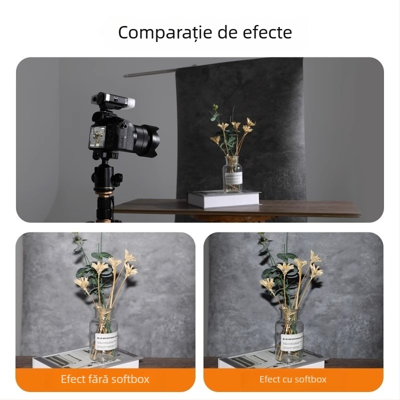 Softbox pentru Shenniu Lux Junior Retro Flash, cutie de lumină moale pătrată pentru blițul aparatului, aliaj de aluminiu