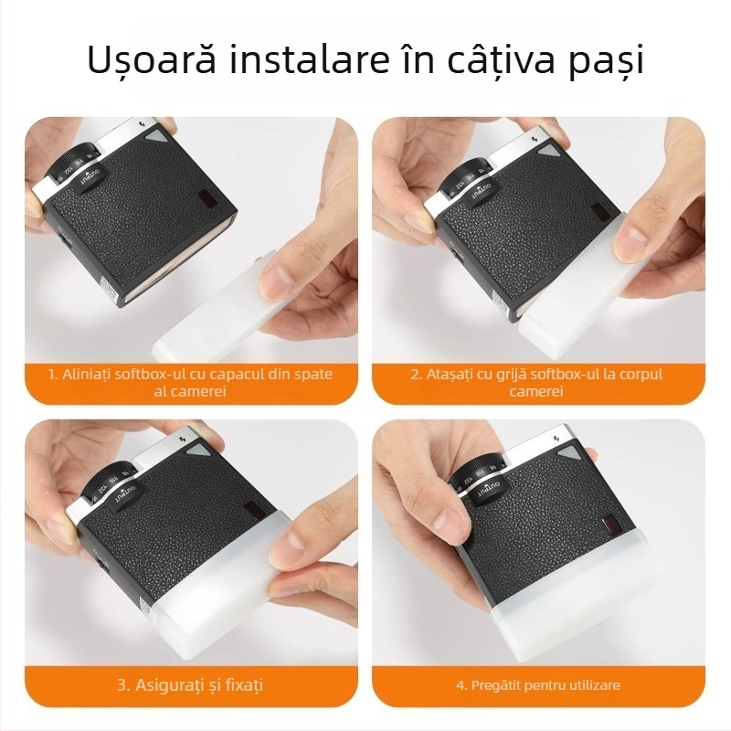 Softbox pentru Shenniu Lux Junior Retro Flash, cutie de lumină moale pătrată pentru blițul aparatului, aliaj de aluminiu