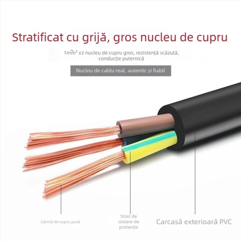 Accesoriu pentru oală electrică: fir din cupru pur, priză cu trei pini, pentru oale și tigăi electrice, cablu extins cu design îngroșat