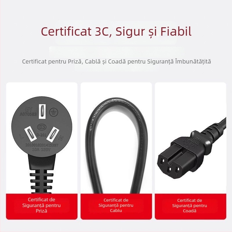 Accesoriu pentru oală electrică: fir din cupru pur, priză cu trei pini, pentru oale și tigăi electrice, cablu extins cu design îngroșat