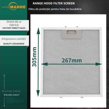 Filtru pentru hotă MH-020YW, montaj pe suprafață, greutate 150 g, ajustare personalizată