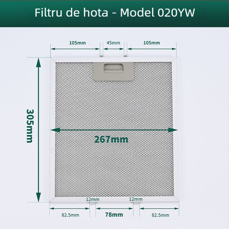 Filtru pentru hotă MH-020YW, montaj pe suprafață, greutate 150 g, ajustare personalizată