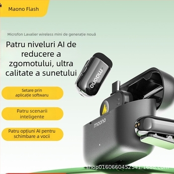 Maono Flash T1Mini microfon clip-on omnidirecțional, wireless pentru transmisiuni live pe telefon