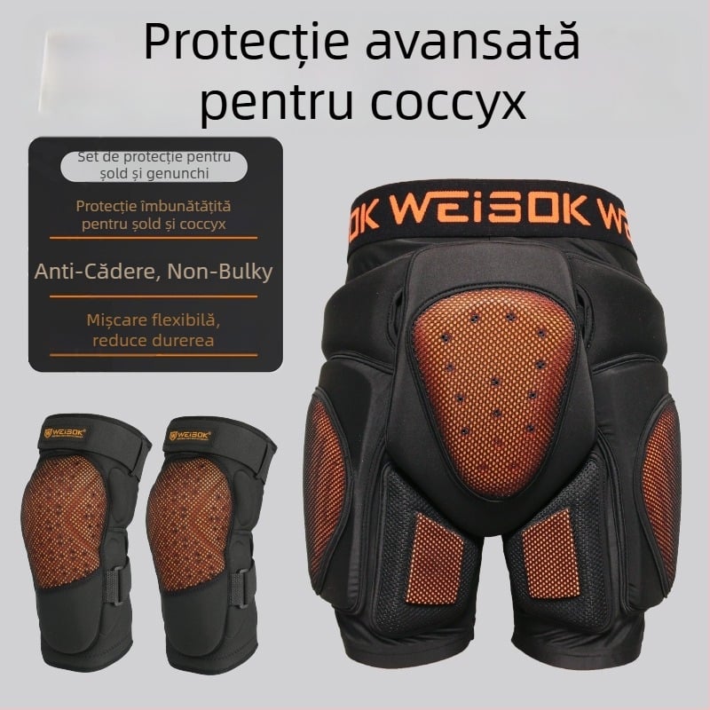 Protecții pentru șolduri și genunchi pentru ski și snowboard, purtare internă, PU/EVA/Lycra, Weisok/weisike