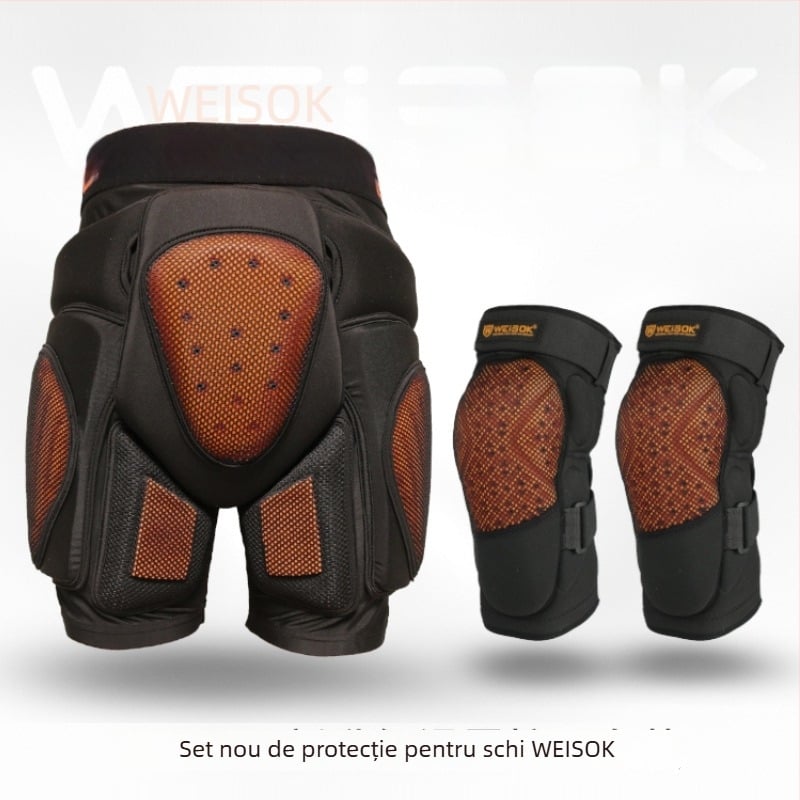 Protecții pentru șolduri și genunchi pentru ski și snowboard, purtare internă, PU/EVA/Lycra, Weisok/weisike
